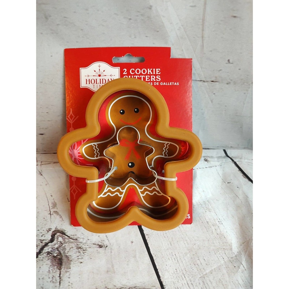 Cookie Cutter Big and baby Gingerbread man Set of 2 Metal by Holiday Time new
